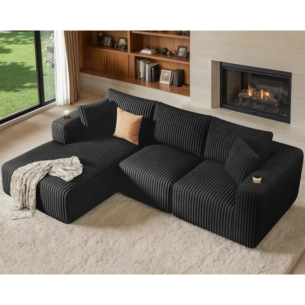 108'' Modular Sectional Sofa, Cloud Boneless Couch with Deep Seat, Cup Holder, Memory Foam, Corduroy L Shaped Couch for Living
108'' Modular Sectional Sofa, Cloud Boneless Couch with Deep Seat, Cup Holder, Memory Foam, Corduroy L Shaped Couch for Living
