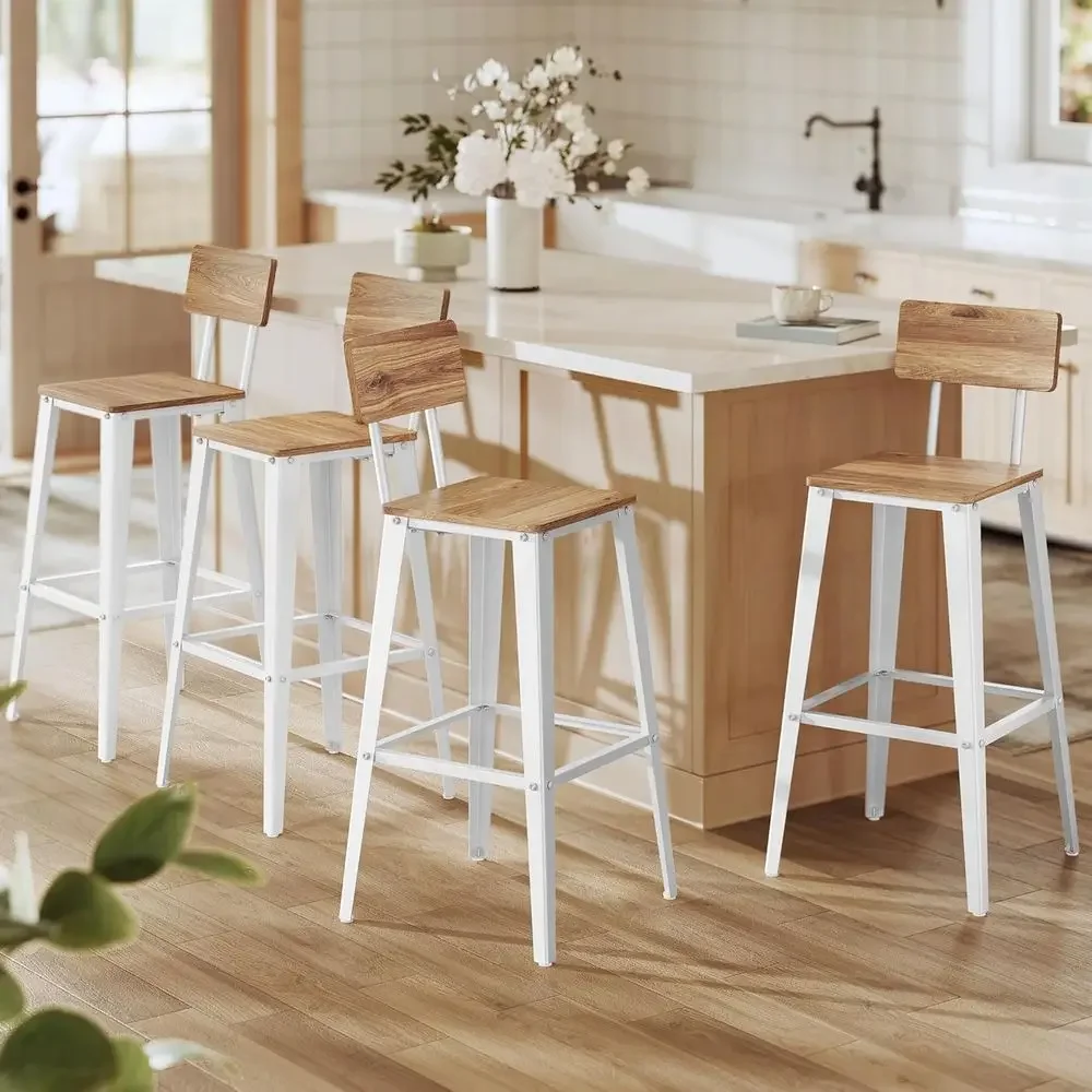 Set of 4 Industrial Style Steel Bar Stools, 29.1 Tall with Back, Suitable for Kitchen Island, Wheat Brown and Cloud White
Set of 4 Industrial Style Steel Bar Stools, 29.1 Tall with Back, Suitable for Kitchen Island, Wheat Brown and Cloud White