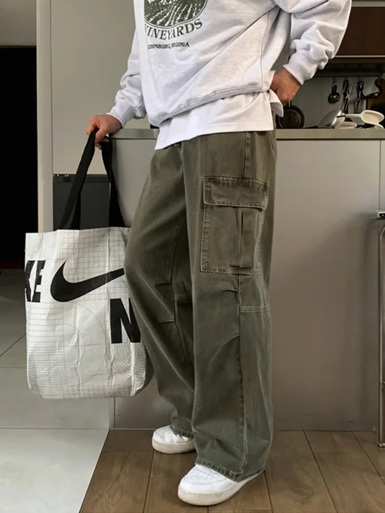 Men's Cargo Denim Pants Simple Loose Wide Leg Jeans Spring Casual American Style Male Trousers 2025 New Menswear
Men's Cargo Denim Pants Simple Loose Wide Leg Jeans Spring Casual American Style Male Trousers 2025 New Menswear