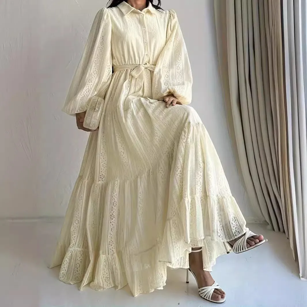 Apricot Dresses for Muslim Women Luxury High-waisted turn-down collar Summer Autumn Evening Dancing Party Outdoor Abayas
Apricot Dresses for Muslim Women Luxury High-waisted turn-down collar Summer Autumn Evening Dancing Party Outdoor Abayas