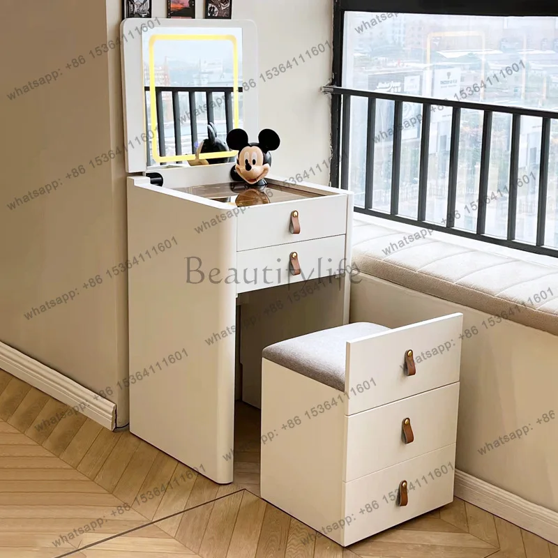 LS cream wind flip dresser solid wood makeup table with makeup stool integrated small apartment
LS cream wind flip dresser solid wood makeup table with makeup stool integrated small apartment