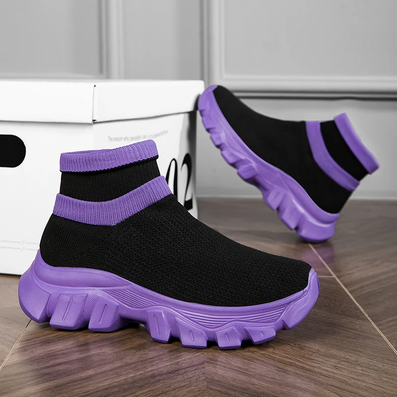 Fashion Women's Sports Shoes High Top Breathable Knit Socks Shoes Man Sneakers Platform Running Shoes Woman zapatillas de mujer
Fashion Women's Sports Shoes High Top Breathable Knit Socks Shoes Man Sneakers Platform Running Shoes Woman zapatillas de mujer