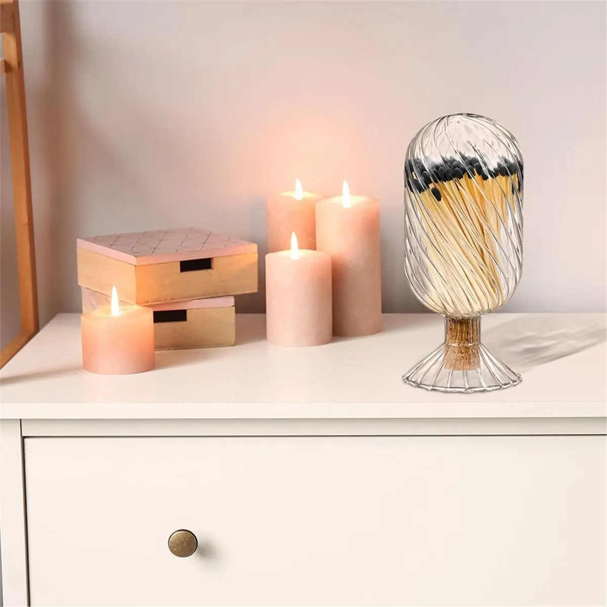 2 шт. стеклянные спички в форме спирали, декоративные клиш для 4-дюймовых свечей, модный дисплей для камина, не входят спички
2 шт. стеклянные спички в форме спирали, декоративные клиш для 4-дюймовых свечей, модный дисплей для камина, не входят спички