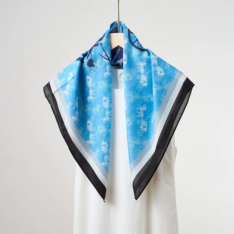 New Korean Version Fashionable Blue Carriage Printing 65 * 65 Square Scarf High-grade Mulberry Silk Cotton Blended Silk Scarf
New Korean Version Fashionable Blue Carriage Printing 65 * 65 Square Scarf High-grade Mulberry Silk Cotton Blended Silk Scarf