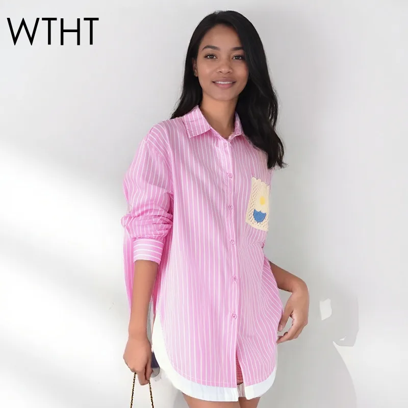 WTHT Fashion New Women's Knit Contrast Color Striped Loose Shirt 2025 Autumn Trendy Lapel Long Sleeve Blouse Female 1LS2285
WTHT Fashion New Women's Knit Contrast Color Striped Loose Shirt 2025 Autumn Trendy Lapel Long Sleeve Blouse Female 1LS2285