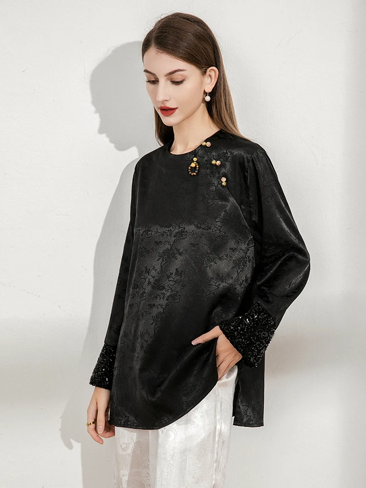 Новый китайский топ из сатина в стиле ретро с вышивкой, улучшенный костюм в стиле Тан, с пуговицами и яркими пайетками, Ele Aosphere
Новый китайский топ из сатина в стиле ретро с вышивкой, улучшенный костюм в стиле Тан, с пуговицами и яркими пайетками, Ele Aosphere