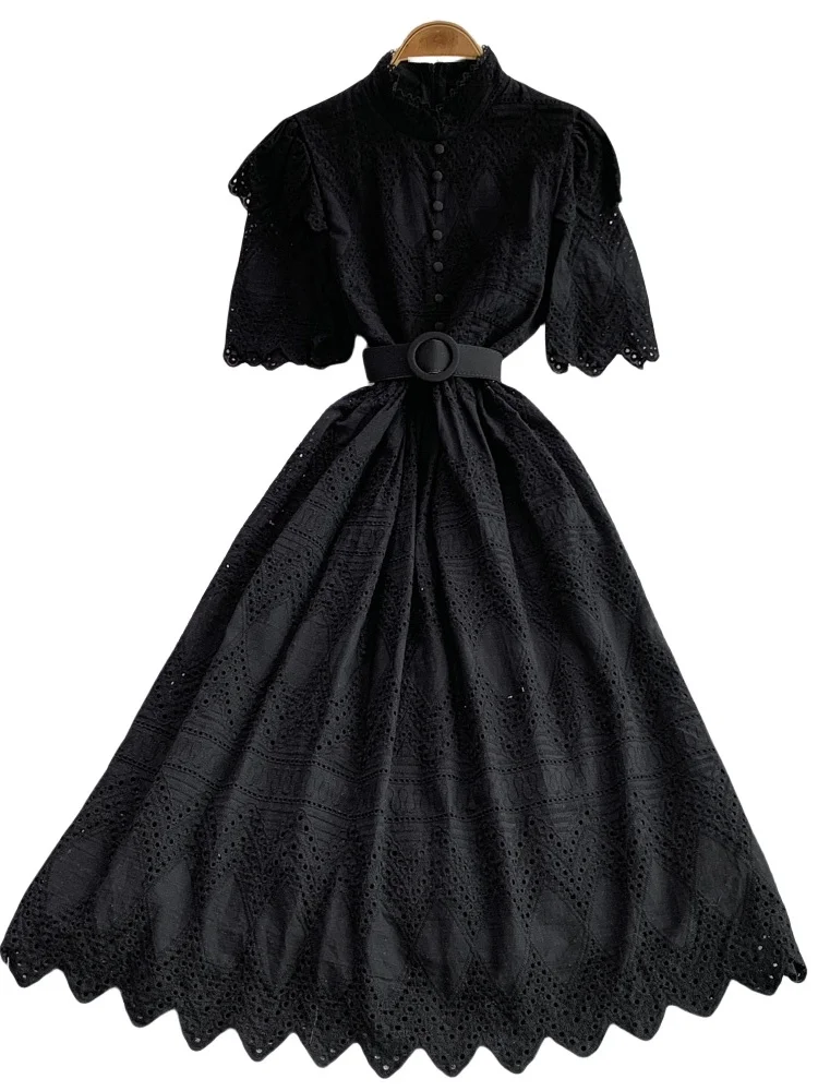 Ele Vintage Single-Button Stand Collar ort-Sve Dr Women's Summer Hook-Embroidered Hollow out Waist-Cinching Slim ...
Ele Vintage Single-Button Stand Collar ort-Sve Dr Women's Summer Hook-Embroidered Hollow out Waist-Cinching Slim ...