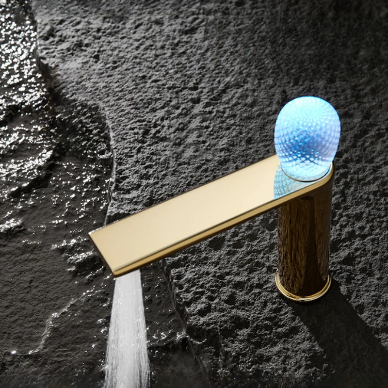 Gold Bathroom Basin Faucet with Crystal Light Atmosphere Sink Mixer Tap
Gold Bathroom Basin Faucet with Crystal Light Atmosphere Sink Mixer Tap