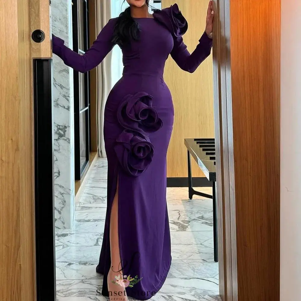 Customized Evening Dresses Long Sleeve Split Floor Length Dress For Elegant Women Luxury 3D Flowers Special Event Gowns2025
Customized Evening Dresses Long Sleeve Split Floor Length Dress For Elegant Women Luxury 3D Flowers Special Event Gowns2025