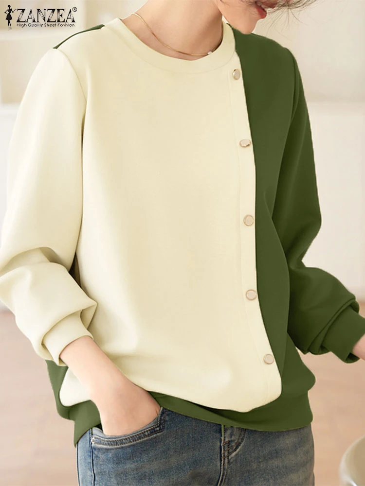 ZANZEA Autumn Women Hoodies Fashion Casual Long Sleeve Sweatshirts Female OL Work Pullovers O Neck Contrast Color Sweatshirts
ZANZEA Autumn Women Hoodies Fashion Casual Long Sleeve Sweatshirts Female OL Work Pullovers O Neck Contrast Color Sweatshirts