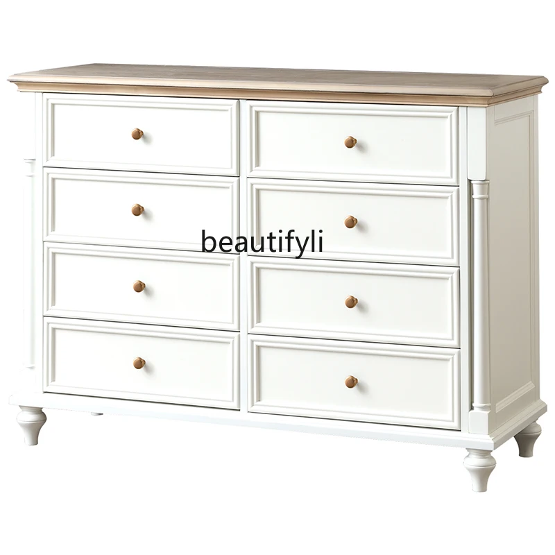 American-Style Solid Wood Chest of Drawers White Cream Style Living Room Wall Cabinet Multi-Drawer Bed Front Cabinet Locker
American-Style Solid Wood Chest of Drawers White Cream Style Living Room Wall Cabinet Multi-Drawer Bed Front Cabinet Locker