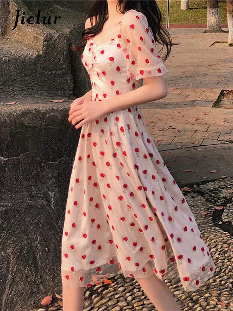 Jielur Vintage Elegant Point Lace Korean Party Dresses Lady Short Sleeve Dress Women Female Casual A-Line High Waist Vestidos
Jielur Vintage Elegant Point Lace Korean Party Dresses Lady Short Sleeve Dress Women Female Casual A-Line High Waist Vestidos