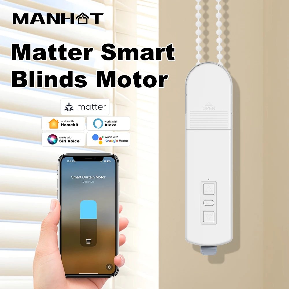 MANHOT Matter Smart Blinds Motor Works with HomeKit Siri Voice Control with Alexa Google Home APP Remote Handheld Remote Control
MANHOT Matter Smart Blinds Motor Works with HomeKit Siri Voice Control with Alexa Google Home APP Remote Handheld Remote Control