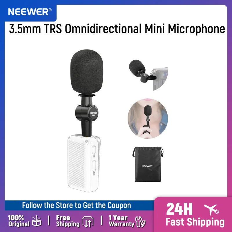 NEEWER 3.5mm TRS Omnidirectional Mini Microphone Compatible with Rode Wireless GO II DJI Mic CM28 CM31 Transmitter
NEEWER 3.5mm TRS Omnidirectional Mini Microphone Compatible with Rode Wireless GO II DJI Mic CM28 CM31 Transmitter