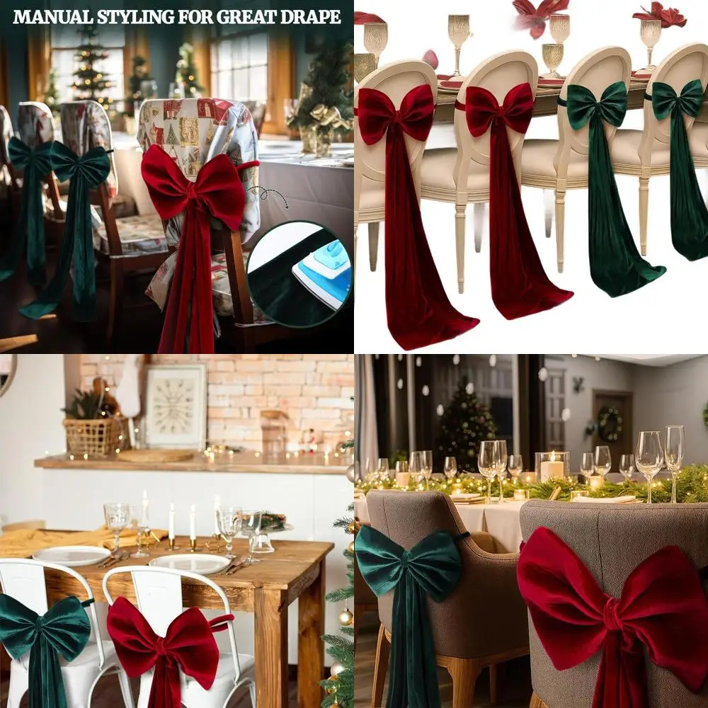 Элегантные красные и зеленые бархатные банты для стульев размером 12x43, для свадеб, вечеринок, рождественских и столовых
Элегантные красные и зеленые бархатные банты для стульев размером 12x43, для свадеб, вечеринок, рождественских и столовых