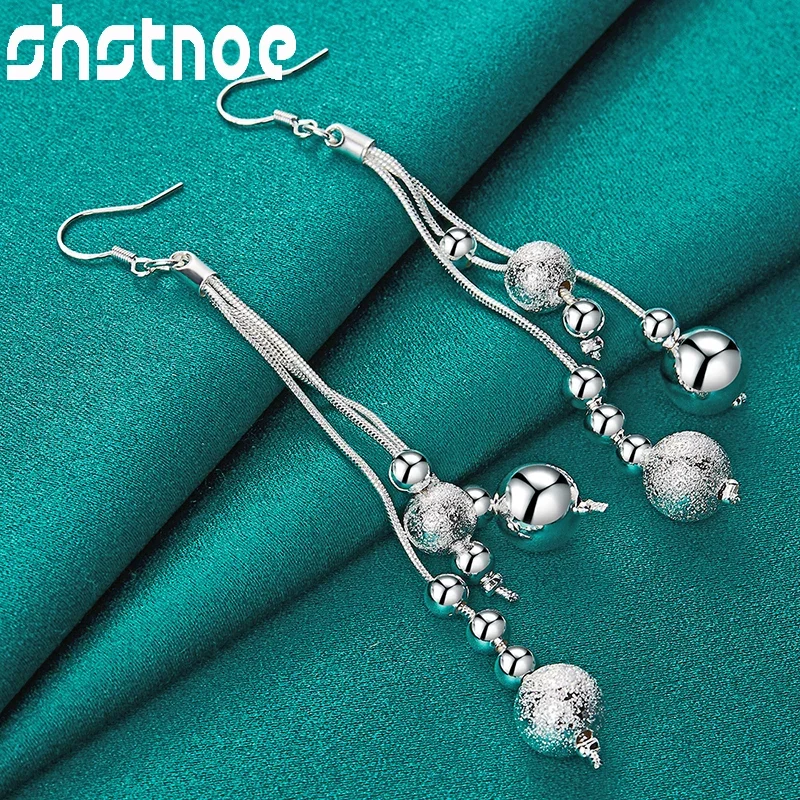 SHSTONE 925 Sterling Silver Smooth/Matte Tassels Bead Ball Earrings For Women Party Engagement Wedding Birthday Fashion Jewelry
SHSTONE 925 Sterling Silver Smooth/Matte Tassels Bead Ball Earrings For Women Party Engagement Wedding Birthday Fashion Jewelry