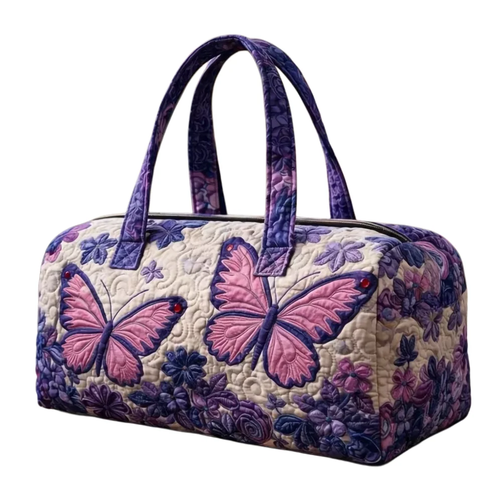 Quilted Butterfly Floral Print Travel Duffel Bag Large Capacity Handmade Weekend Tote Bag
Quilted Butterfly Floral Print Travel Duffel Bag Large Capacity Handmade Weekend Tote Bag