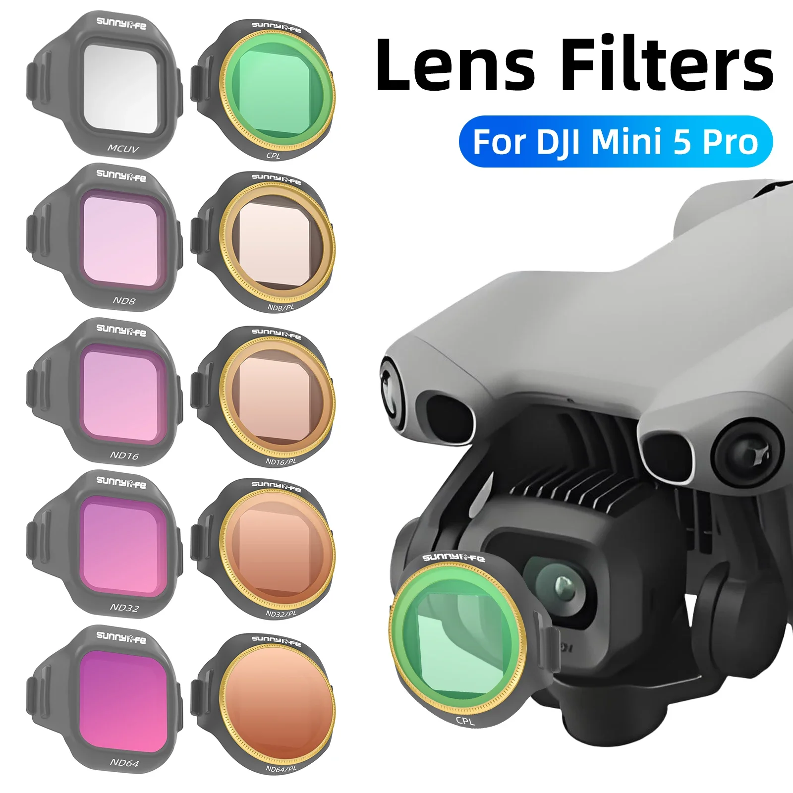 ND Lens Filter for DJI Mini 5 Pro Drone Optical Glass Lenses Adjustable Filter Set ND8 ND16 ND32 ND64 CPL MCUV Accessories 
ND Lens Filter for DJI Mini 5 Pro Drone Optical Glass Lenses Adjustable Filter Set ND8 ND16 ND32 ND64 CPL MCUV Accessories