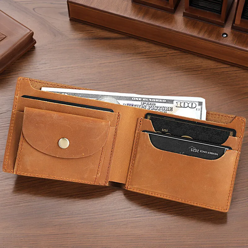 Retro Crazy Horse Top Grain Leather Mens ID Card Handmade Wallets Change Coins Pocket Durable Billfold Wallet
Retro Crazy Horse Top Grain Leather Mens ID Card Handmade Wallets Change Coins Pocket Durable Billfold Wallet