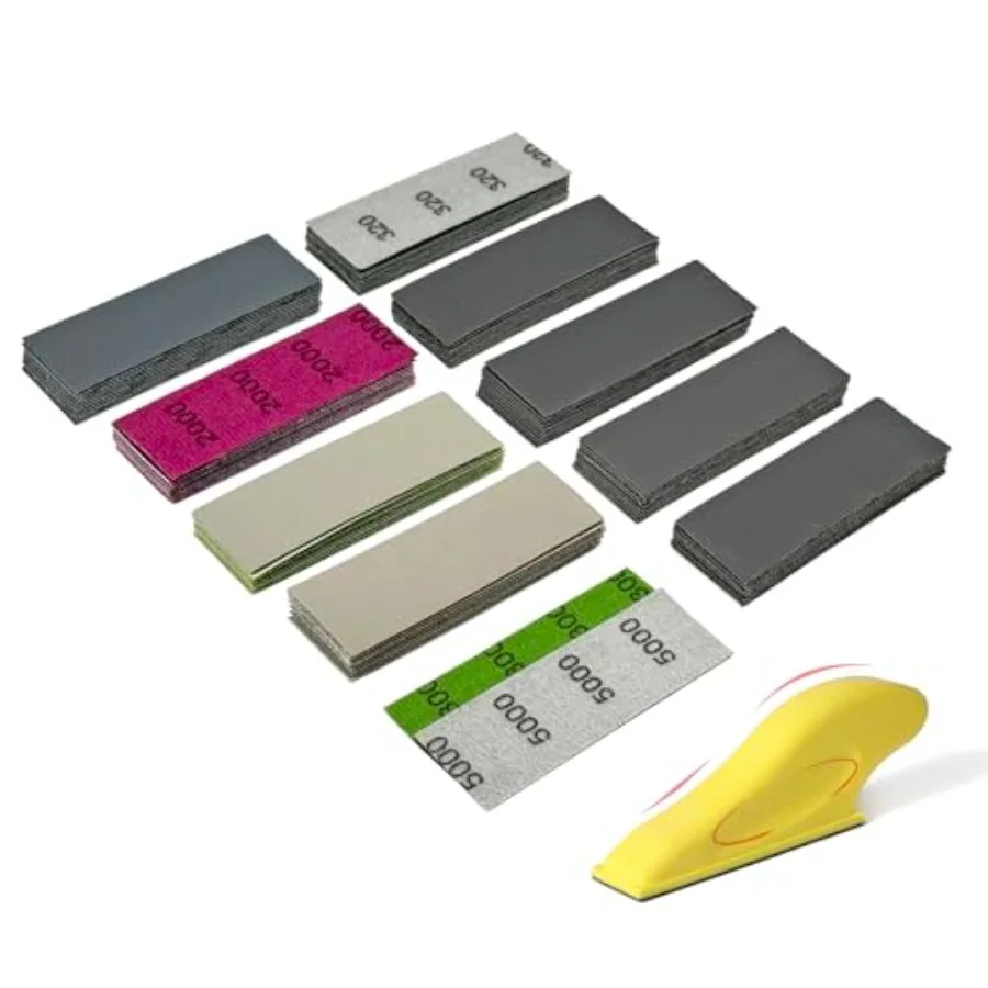 Micro Detail Sander Paper Kit 90 PCS Wet Dry Sandpaper Grit 320 to 5000,3.5"x 1"Hand Sanding Block with Hook and Loop Sanding S
Micro Detail Sander Paper Kit 90 PCS Wet Dry Sandpaper Grit 320 to 5000,3.5"x 1"Hand Sanding Block with Hook and Loop Sanding S