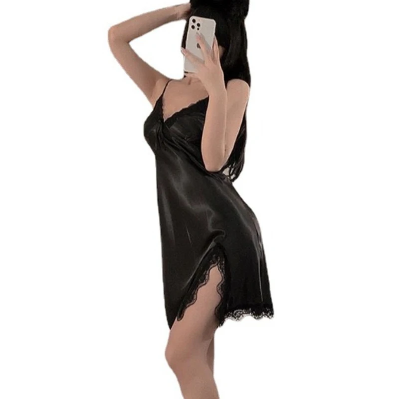 Spring and Summer New Private Lace Sexy Pajamas Women's Satin Chiffon Suspender Pajamas Hot Temptation Loungewear Pure Desire
Spring and Summer New Private Lace Sexy Pajamas Women's Satin Chiffon Suspender Pajamas Hot Temptation Loungewear Pure Desire