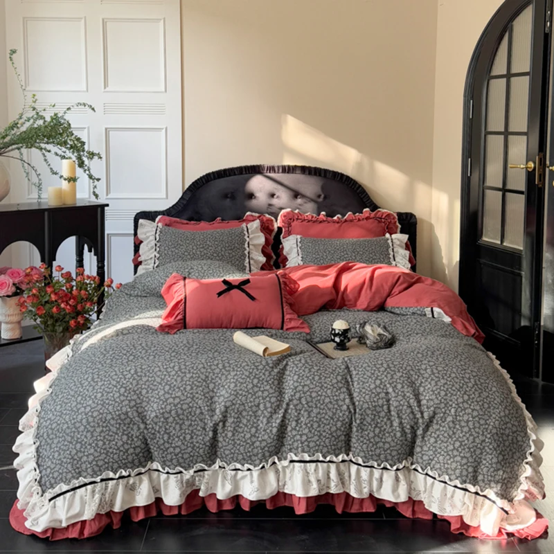 100% Cotton Premium Double Layer Yarn Soft Vintage Floral Lace Ruffles Princess Bedding Set Duvet Cover Bed Sheet Pillowcases
100% Cotton Premium Double Layer Yarn Soft Vintage Floral Lace Ruffles Princess Bedding Set Duvet Cover Bed Sheet Pillowcases