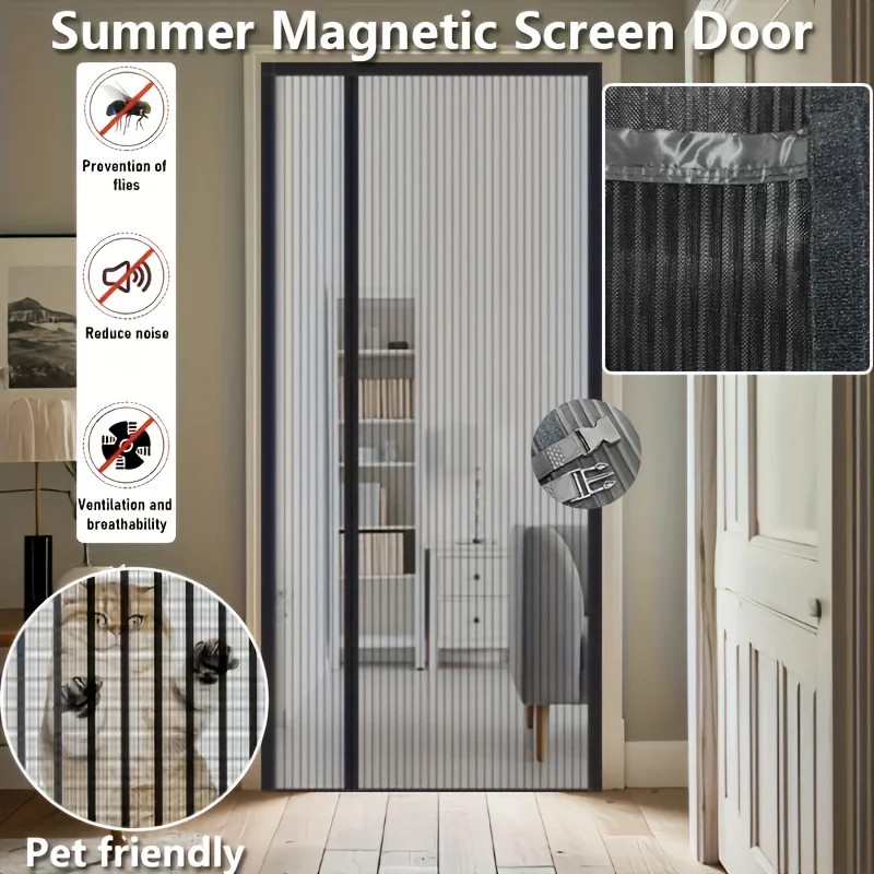 Summer magnetic screen door - automatic adhesive mosquito net, black dense fly proof net block insect proof, side opening design
Summer magnetic screen door - automatic adhesive mosquito net, black dense fly proof net block insect proof, side opening design
