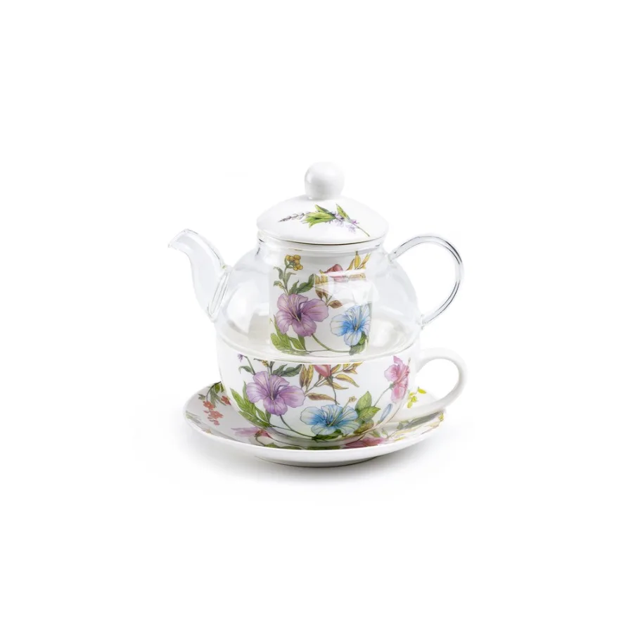Grace Teaware Hibiscus Harmony Glass and Fine Porcelain Tea For One Set
Grace Teaware Hibiscus Harmony Glass and Fine Porcelain Tea For One Set
