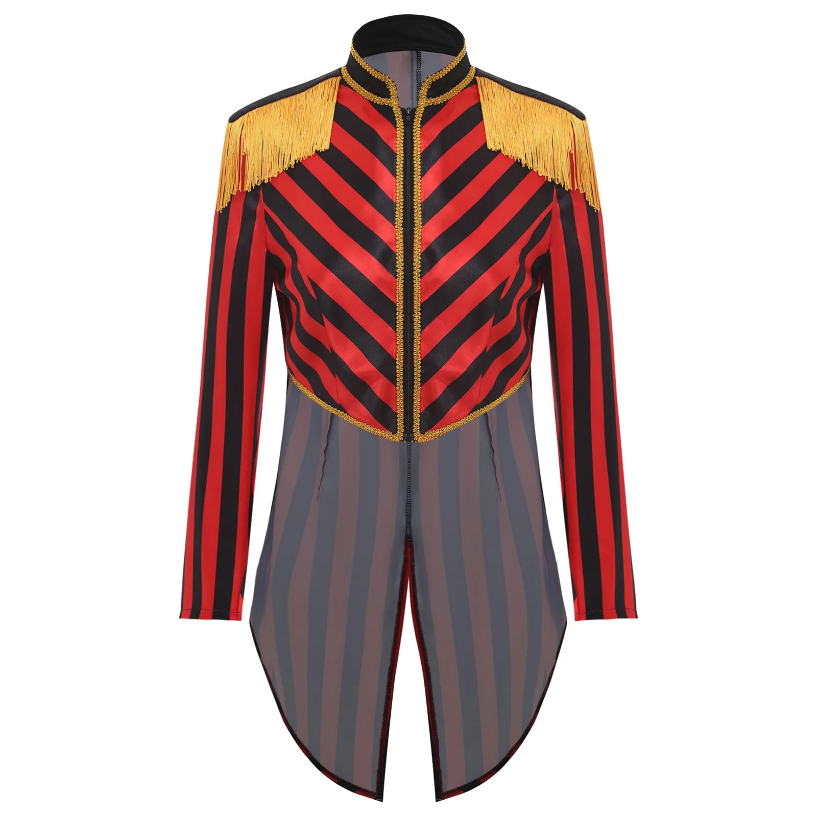 Womens Halloween Circus Cosplay Performance Costumes Magician Role-play Jacket Coat Long Sleeve Tassel Dress-up Striped Tailcoat
Womens Halloween Circus Cosplay Performance Costumes Magician Role-play Jacket Coat Long Sleeve Tassel Dress-up Striped Tailcoat
