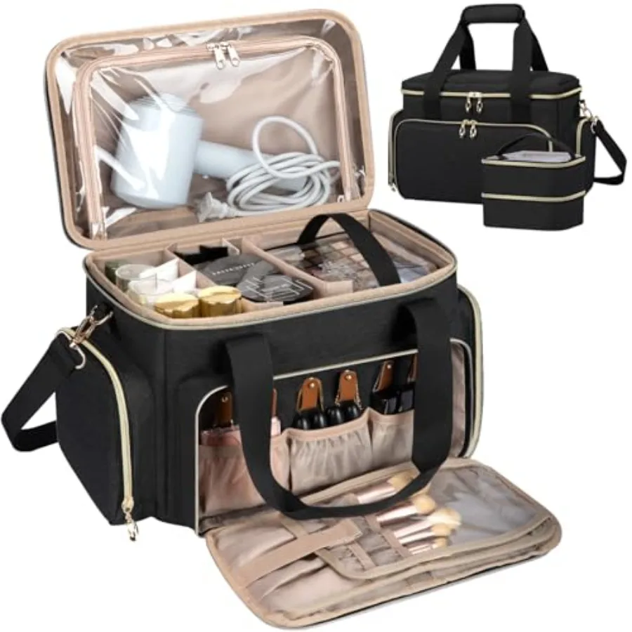 Large Makeup Bag Portable Travel Makeup Bag Organizer for Women Girls with 2 Removable Pouches and Detachable Dividers Cosmetic
Large Makeup Bag Portable Travel Makeup Bag Organizer for Women Girls with 2 Removable Pouches and Detachable Dividers Cosmetic
