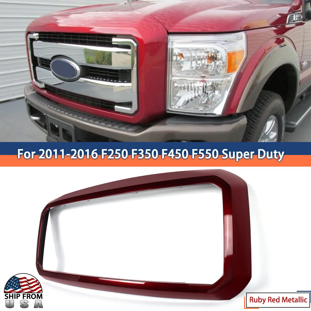 Front Grille Frame Surround Replace For Ford F250 F350 F450 Super Duty 2011-2016 Ruby Red Metallic Grille Surround Cover Trims
Front Grille Frame Surround Replace For Ford F250 F350 F450 Super Duty 2011-2016 Ruby Red Metallic Grille Surround Cover Trims