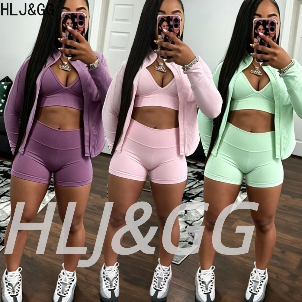 HLJ&GG Casual High Quality Sporty Shorts 3 Piece Sets Women V Neck Vest+Long Sleeve Crop Coats+Shorts Outfits Yoga Tracksuits
HLJ&GG Casual High Quality Sporty Shorts 3 Piece Sets Women V Neck Vest+Long Sleeve Crop Coats+Shorts Outfits Yoga Tracksuits