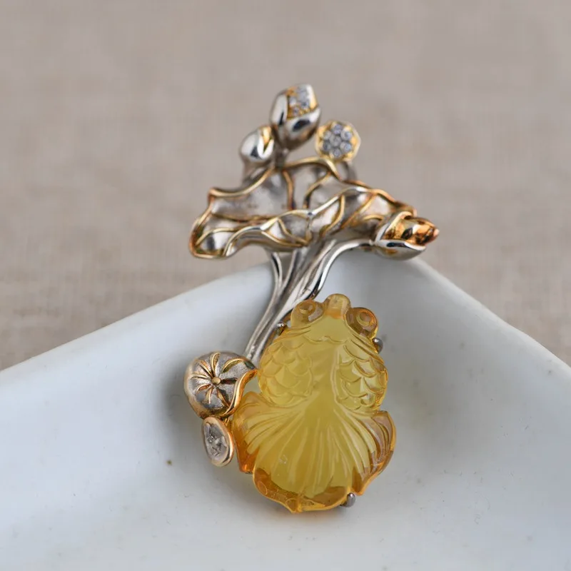 FNJ 925 Silver Amber Fish Pendant Original Pure S925 Silver Pendants for Jewelry Making Women Vintage Lotus Flower
FNJ 925 Silver Amber Fish Pendant Original Pure S925 Silver Pendants for Jewelry Making Women Vintage Lotus Flower