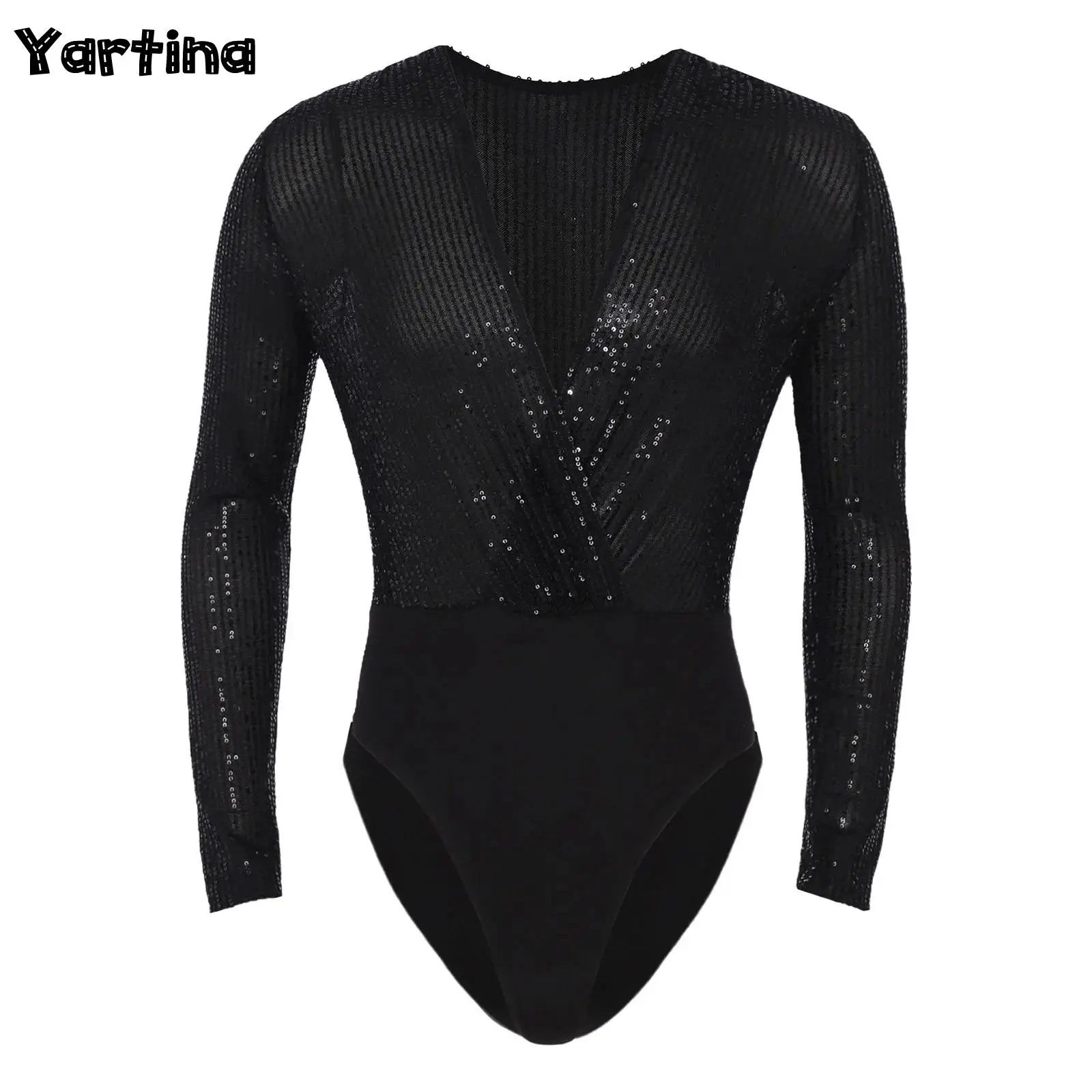 Mens Ballet Costune Glittery Sequin Latin Dance Bodysuit Shirt Front Wrap Deep V Neck Long Sleeve Leotard Jumpsuit Clubwear
Mens Ballet Costune Glittery Sequin Latin Dance Bodysuit Shirt Front Wrap Deep V Neck Long Sleeve Leotard Jumpsuit Clubwear