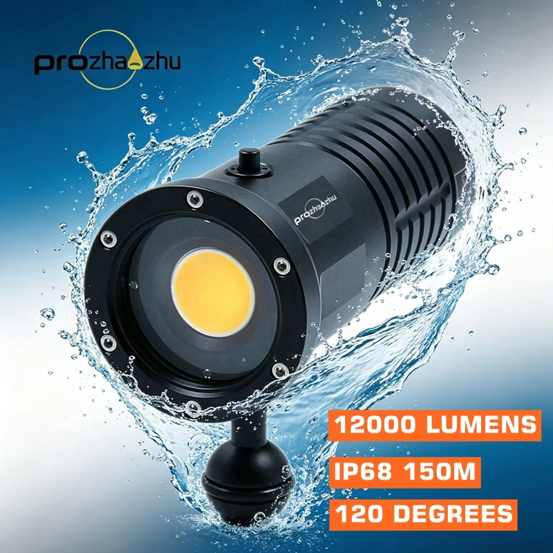 PROZHAOZHU DL-V50 12000LM 120° COB Wide Angle 200M IP68 Rechargeable Underwater Video Diving Light
PROZHAOZHU DL-V50 12000LM 120° COB Wide Angle 200M IP68 Rechargeable Underwater Video Diving Light