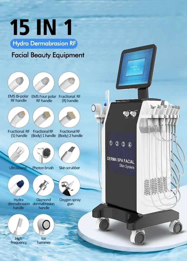 Black Technology 15 in 1 Hydrodermabrasion Facial Machine Water Peeling Deep Cleansing Face Lifting Anti Aging Beauty Device
Black Technology 15 in 1 Hydrodermabrasion Facial Machine Water Peeling Deep Cleansing Face Lifting Anti Aging Beauty Device
