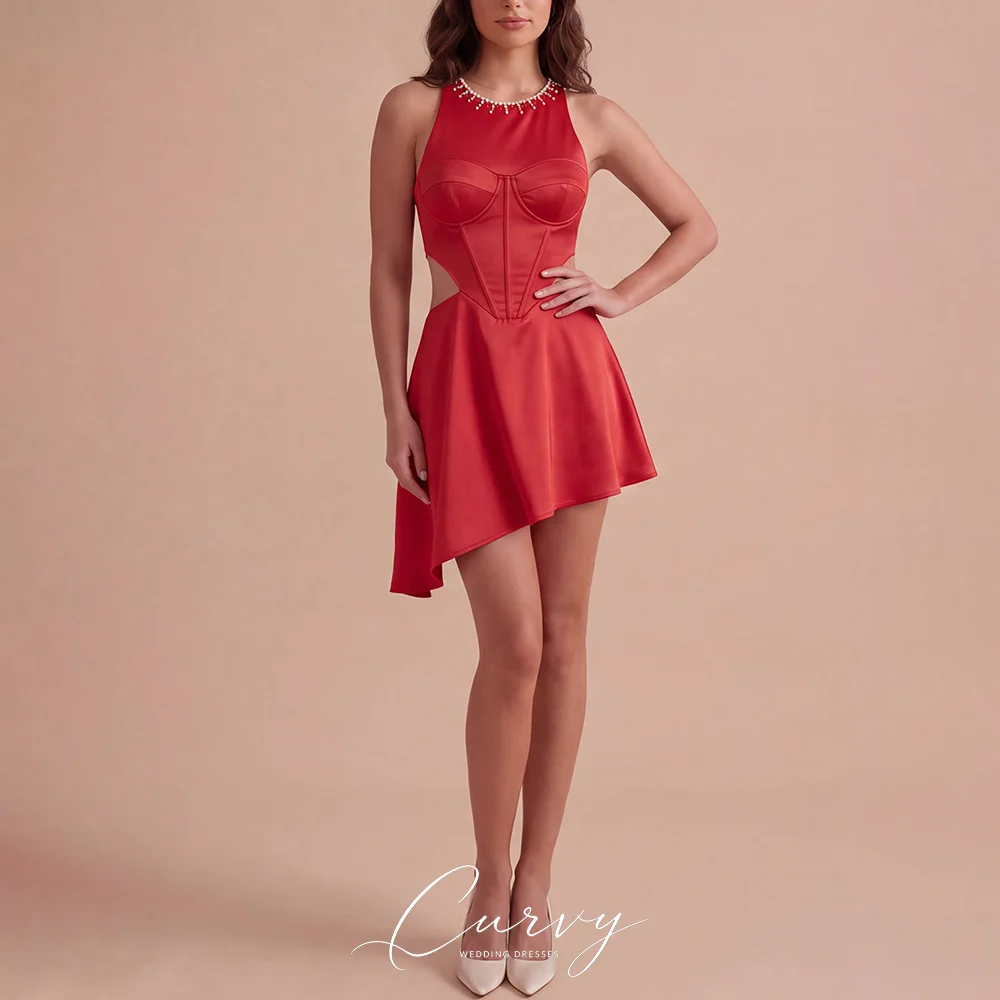 Curvy Elegant Formal Crystal Trim Halter Cut Out Asymmetrical Hem Mini Homecoming Dresses for Women Customized Party Gown 2026
Curvy Elegant Formal Crystal Trim Halter Cut Out Asymmetrical Hem Mini Homecoming Dresses for Women Customized Party Gown 2026
