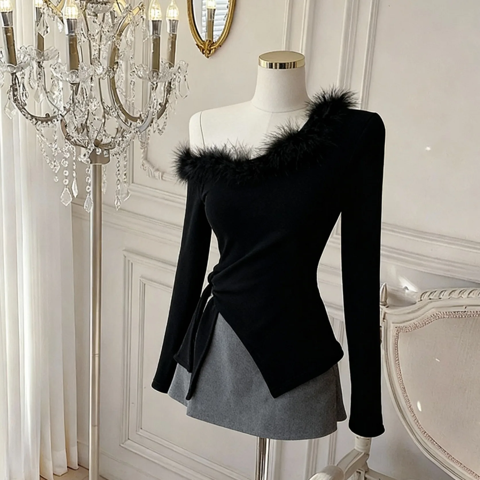 Long Sleeve T-Shirt Women Winter Pure Desire Spicy Slimming Top Self-Kept Style Recommended Irregular Slant Shoulder Fur Coll...
Long Sleeve T-Shirt Women Winter Pure Desire Spicy Slimming Top Self-Kept Style Recommended Irregular Slant Shoulder Fur Coll...