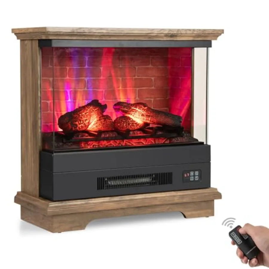 27 Electric Fireplace with Wooden Mantel 3-Sided Glass View Brown Firebox 7 Flame Colors Remote Control 6H Timer Overheat Prote
27 Electric Fireplace with Wooden Mantel 3-Sided Glass View Brown Firebox 7 Flame Colors Remote Control 6H Timer Overheat Prote