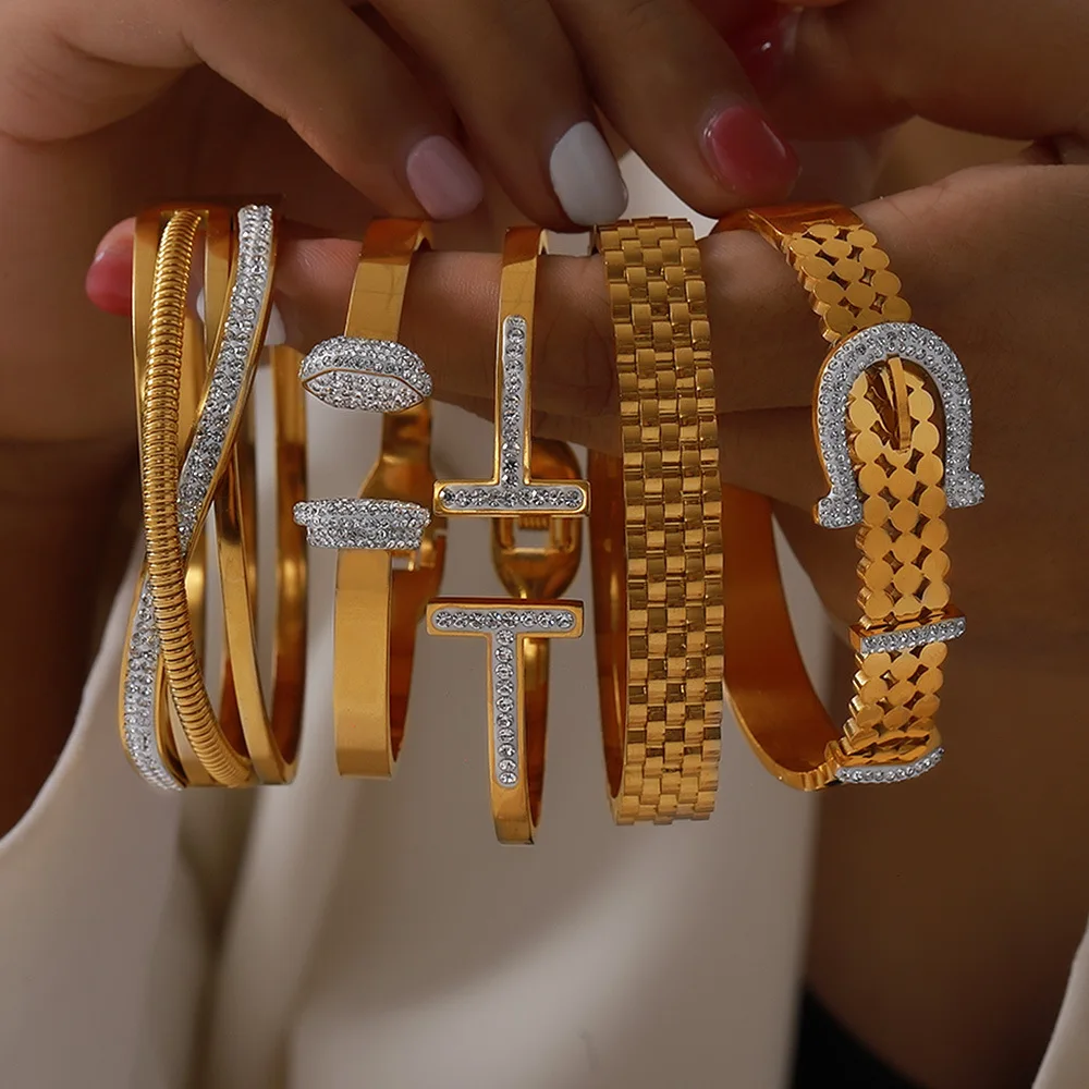 Multi-Designs Stainless Steel T Shape Zircons Cz Cuff Bangle Cross Black Bracelets Chunky Statement Waterproof Bling Jewelry
Multi-Designs Stainless Steel T Shape Zircons Cz Cuff Bangle Cross Black Bracelets Chunky Statement Waterproof Bling Jewelry