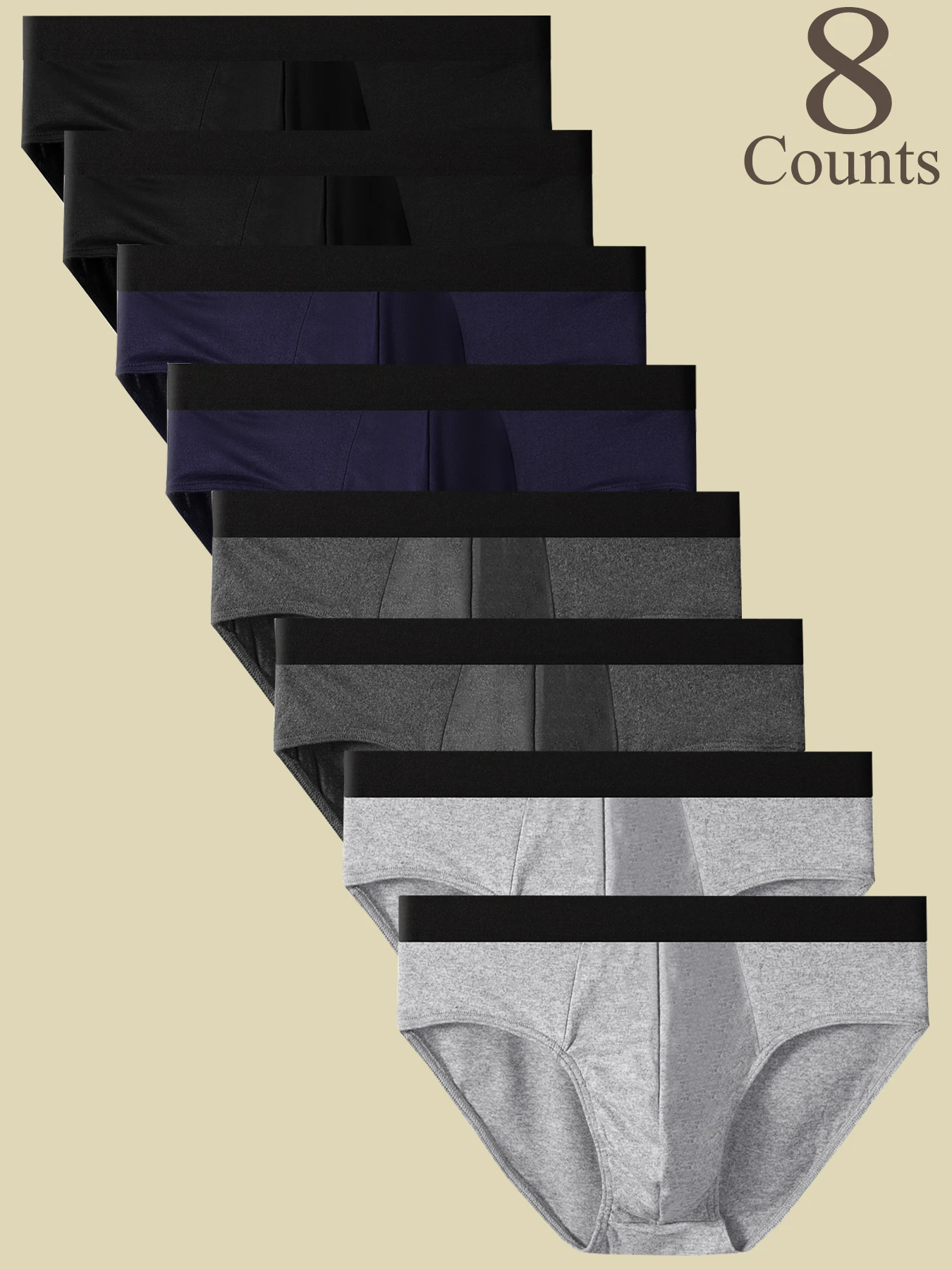 8-piece set of casual daily men's triangle pants in solid color, simple, comfortable and breathable men's boxer shorts
8-piece set of casual daily men's triangle pants in solid color, simple, comfortable and breathable men's boxer shorts