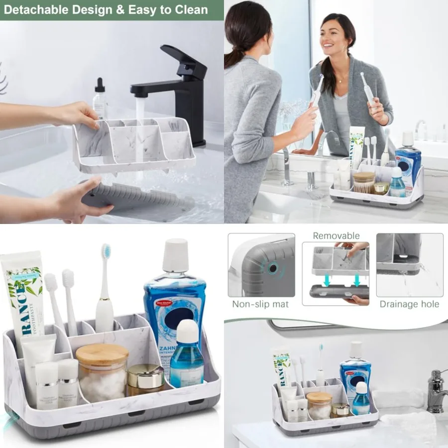 Marble Bathroom Countertop Organizer - Detachable 7 Slots Electric Toothbrush and Toothpaste Holde Drainage for Bathroom Access
Marble Bathroom Countertop Organizer - Detachable 7 Slots Electric Toothbrush and Toothpaste Holde Drainage for Bathroom Access