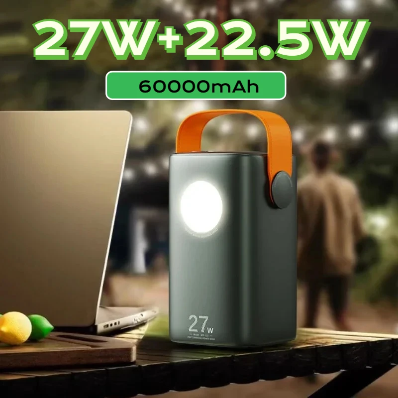 Новое портативное зарядное устройство большой емкости 27 Вт + 22,5 Вт с быстрой зарядкой 60000 мАч для кемпинга на открытом воздухе для IPhone Xiaomi Huawei
Новое портативное зарядное устройство большой емкости 27 Вт + 22,5 Вт с быстрой зарядкой 60000 мАч для кемпинга на открытом воздухе для IPhone Xiaomi Huawei