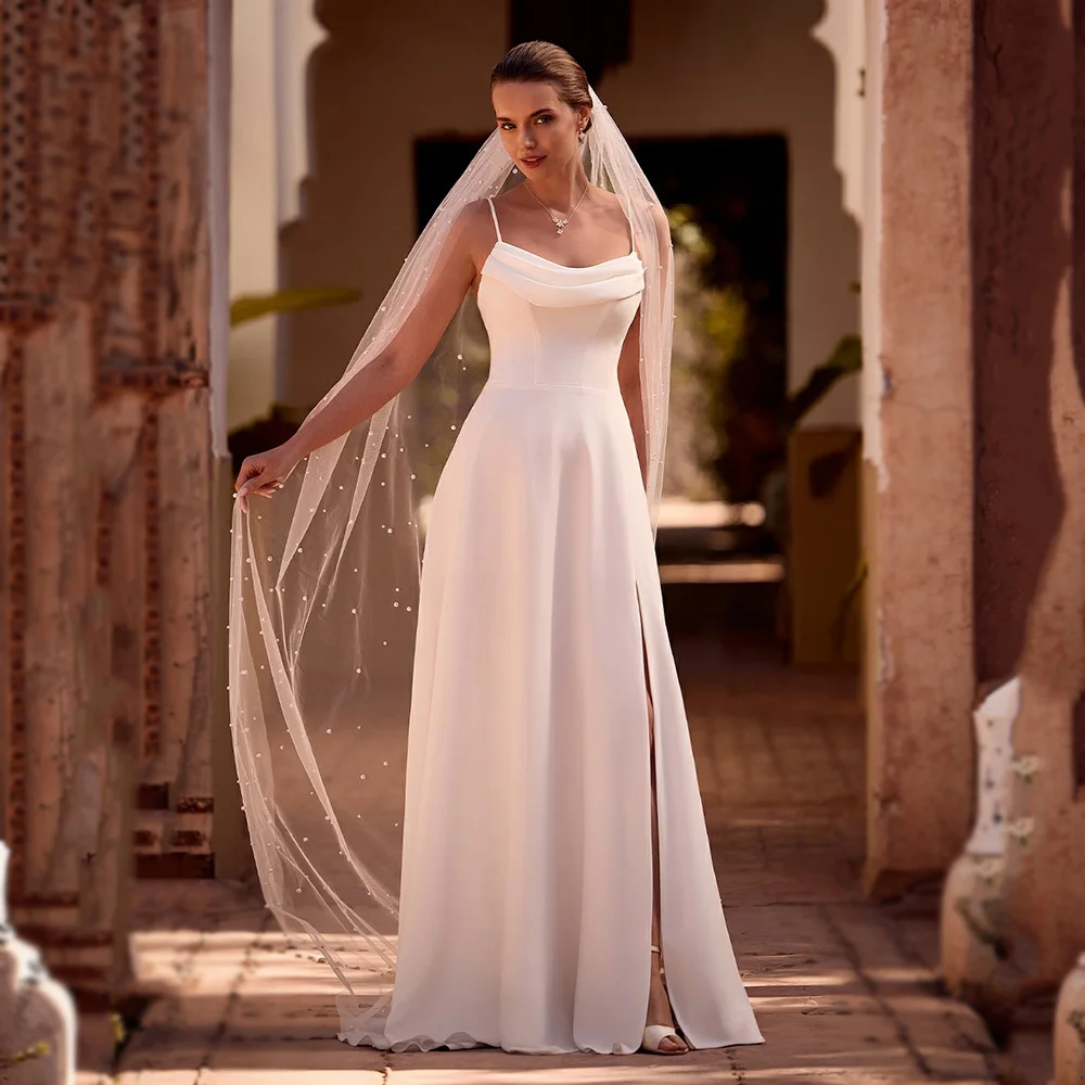 Modern Wedding Dresses 2025 Simple Pleated A-Line Bridal Gown Elegant High Slit Formal Wedding Gown Brides Dress Customized
Modern Wedding Dresses 2025 Simple Pleated A-Line Bridal Gown Elegant High Slit Formal Wedding Gown Brides Dress Customized