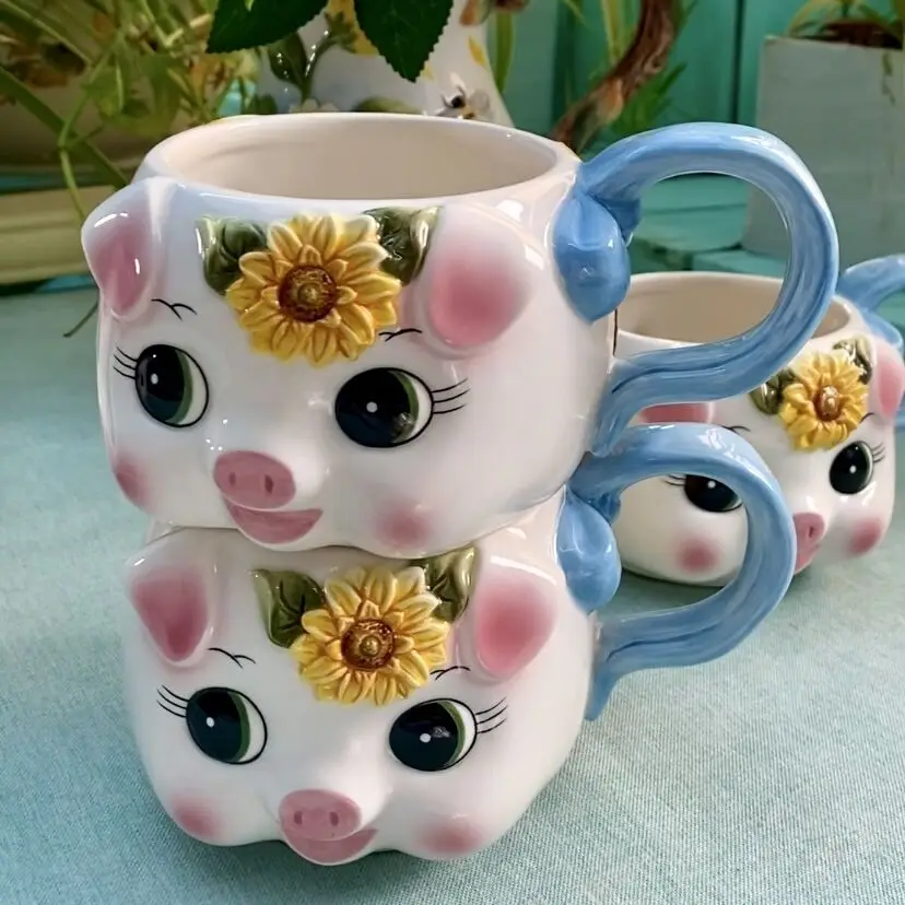 Ceramic Cartoon Animals Tea Coffee Mugs, Sunflower Milk Mug, Porcelain Sculpture, Home Decor Crafts, Room Decoration, Pig
Ceramic Cartoon Animals Tea Coffee Mugs, Sunflower Milk Mug, Porcelain Sculpture, Home Decor Crafts, Room Decoration, Pig