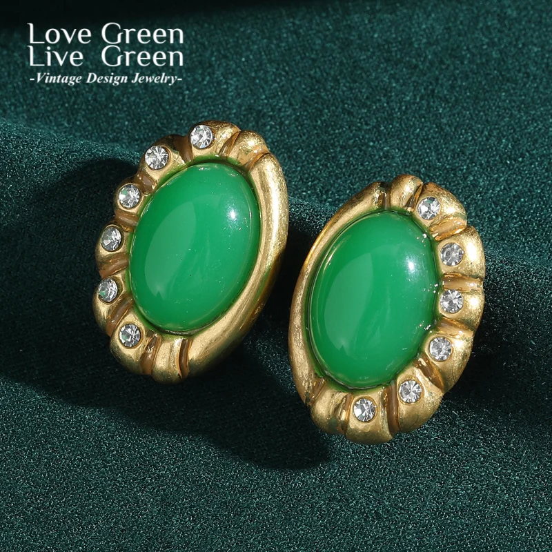 Vintage Green Natural Stone Stud Earring Oval Gold Color Rhinestone Quality Luxury Jewelry Designer Gifts For Woman Accessories
Vintage Green Natural Stone Stud Earring Oval Gold Color Rhinestone Quality Luxury Jewelry Designer Gifts For Woman Accessories