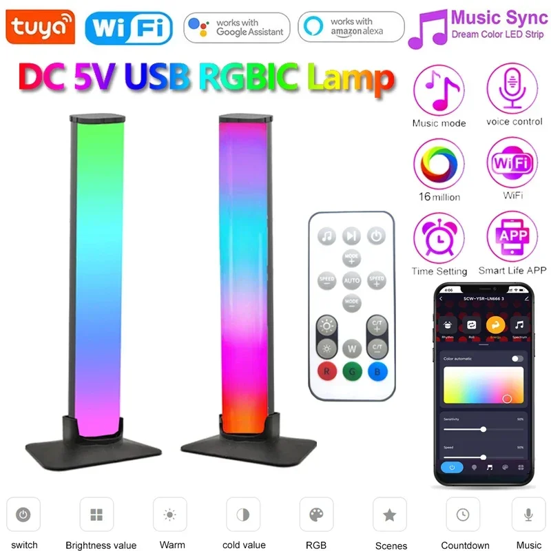 Светодиодная RGB лампа для ТВ/ПК Tuya, Wi-Fi 5 В, с голосовым управлением и дистанционным управлением
Светодиодная RGB лампа для ТВ/ПК Tuya, Wi-Fi 5 В, с голосовым управлением и дистанционным управлением