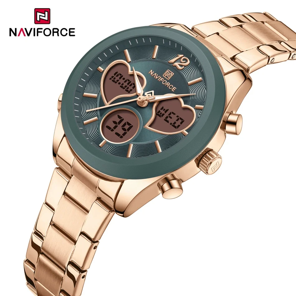 NAVIFORCE оригинальные новые модные часы со стальным ремнем, женские наручные часы, простые повседневные женские платья, кварцевые часы с датой, Relogio Feminino
NAVIFORCE оригинальные новые модные часы со стальным ремнем, женские наручные часы, простые повседневные женские платья, кварцевые часы с датой, Relogio Feminino
