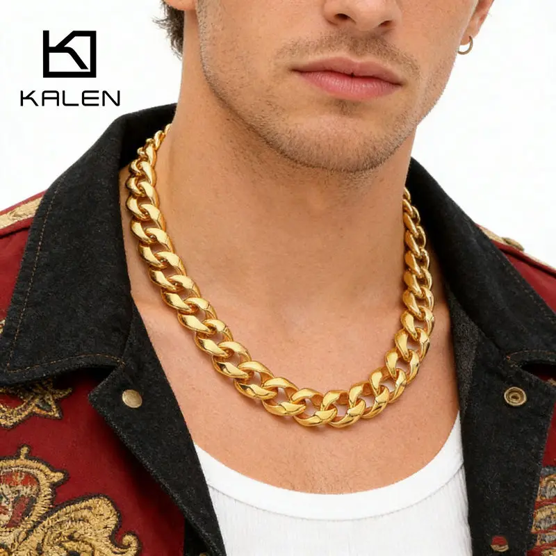 KALEN 16mm 18K Gold Plated Curb Link Chain Necklace For Men Stainless Steel 316L Fashion Jewelry - KN227228-KJX
KALEN 16mm 18K Gold Plated Curb Link Chain Necklace For Men Stainless Steel 316L Fashion Jewelry - KN227228-KJX
