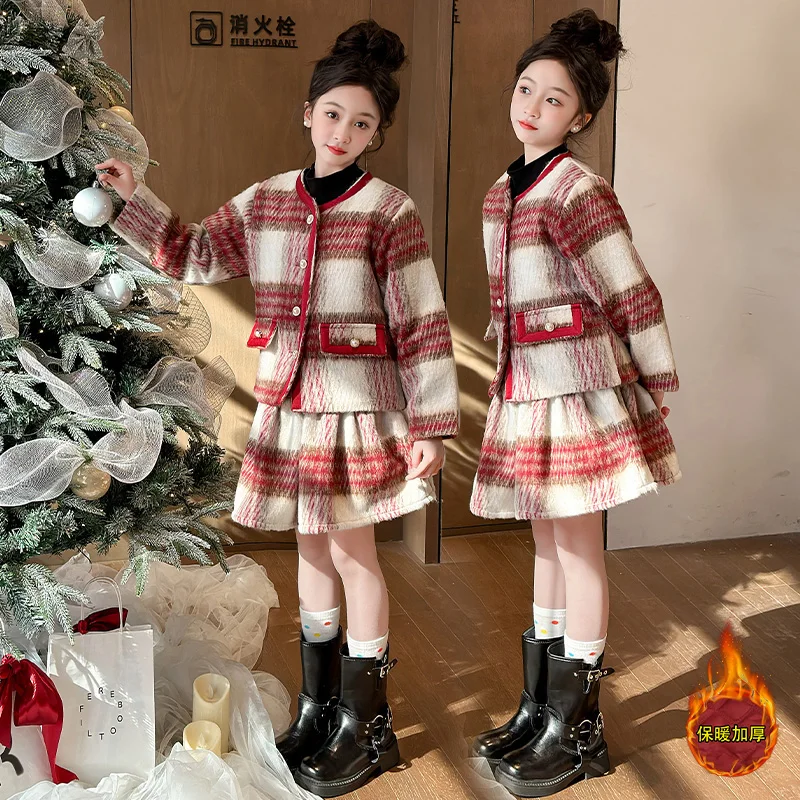 winter design junior girls red grid clothes set Round neck thick coat+Pleated skirt 2pcs 14 Christma child outfit teen kids suit
winter design junior girls red grid clothes set Round neck thick coat+Pleated skirt 2pcs 14 Christma child outfit teen kids suit